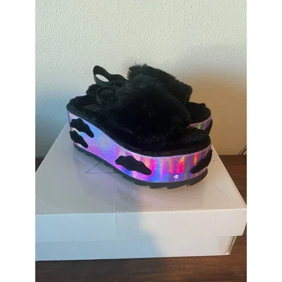 Stylish Black and Iridescent Women's Platform Shoes - Picture 5 of 13